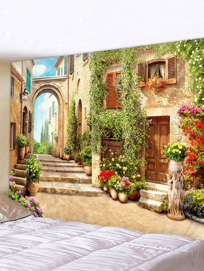 

European Street Print Waterproof Decorative Tapestry, Multi