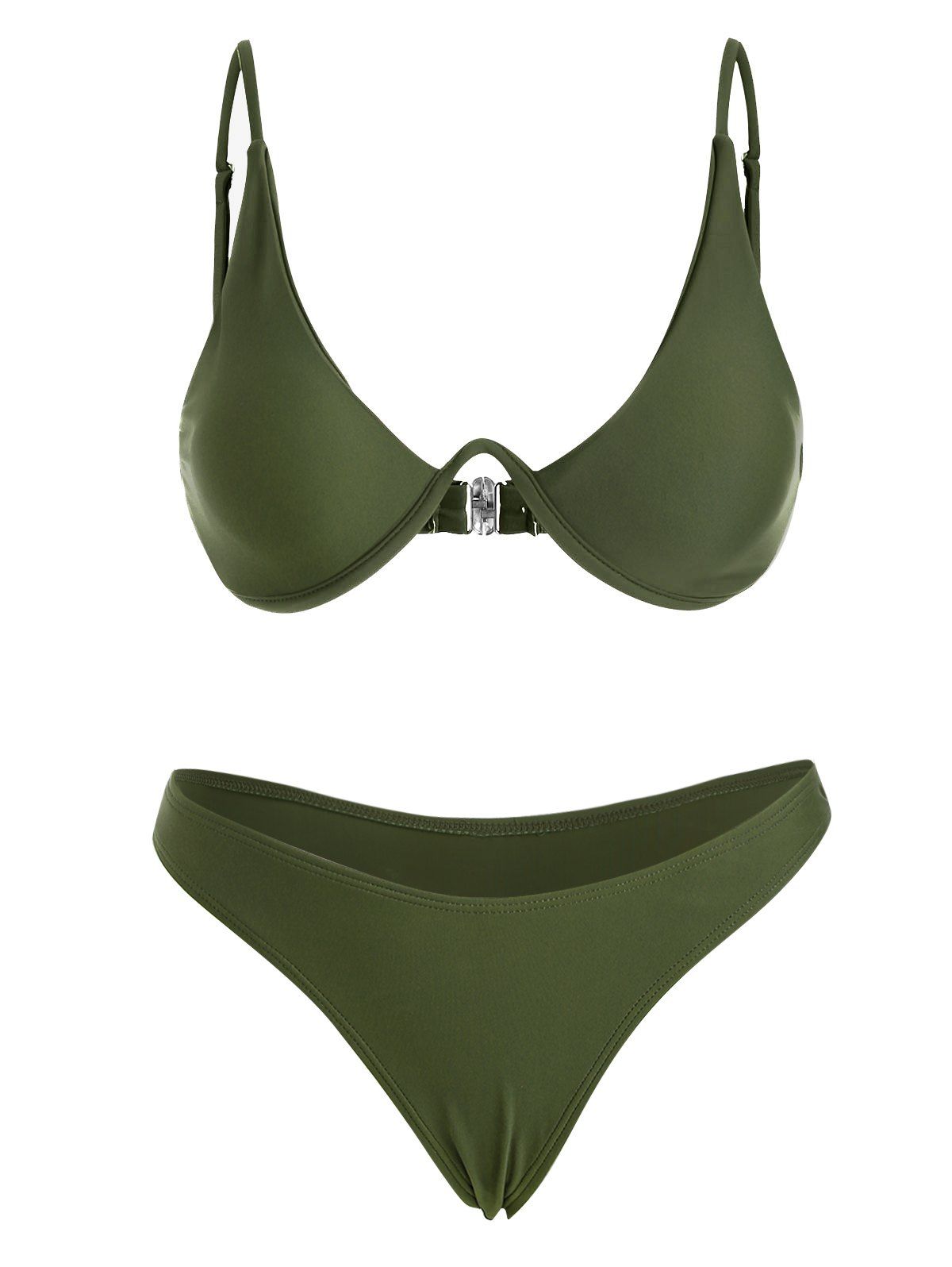 

Underwired Plunge Bathing Suit, Green