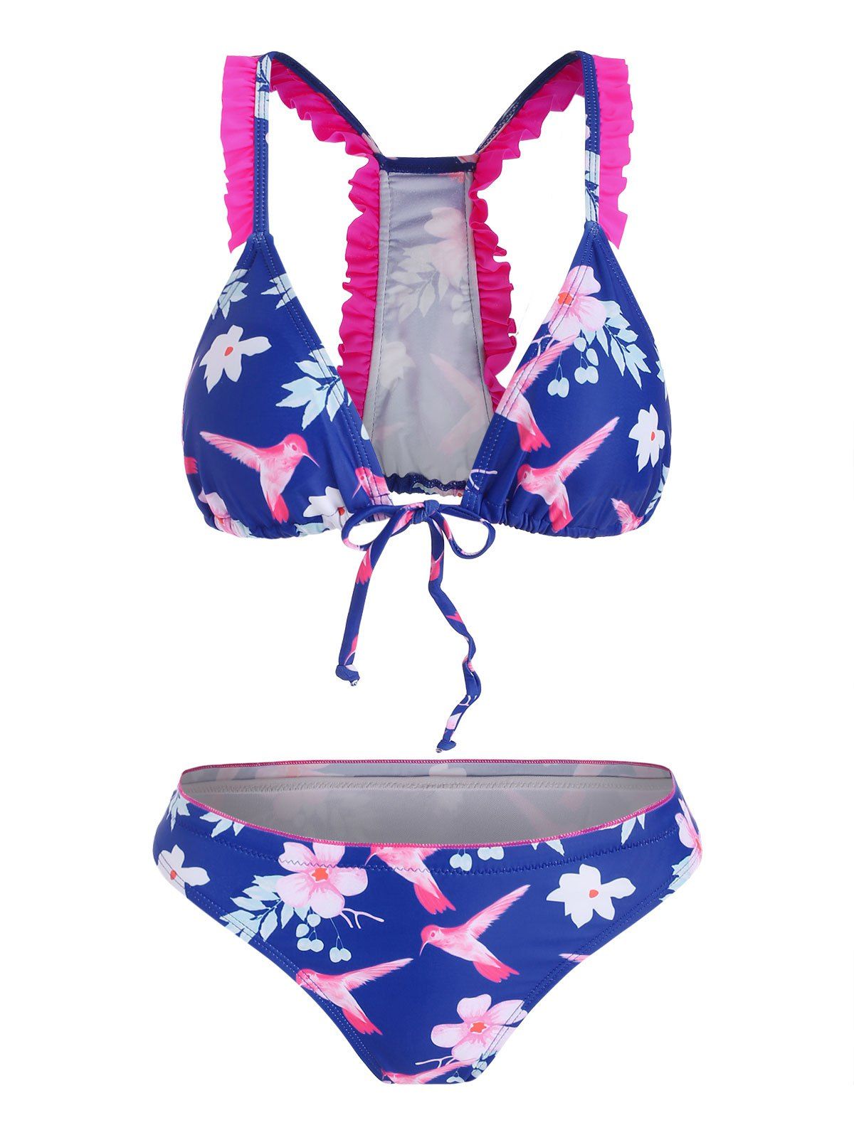 

Front Knot Frill Racerback Bikini, Colormix