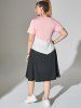 Plus Size Colorblock Crisscross Swing Midi Dress -  