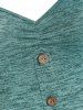 Sleeveless Space Dye Mock Button Mini Dress -  