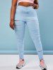 Colored Ladder Distressed Plus Size Skinny Pants -  