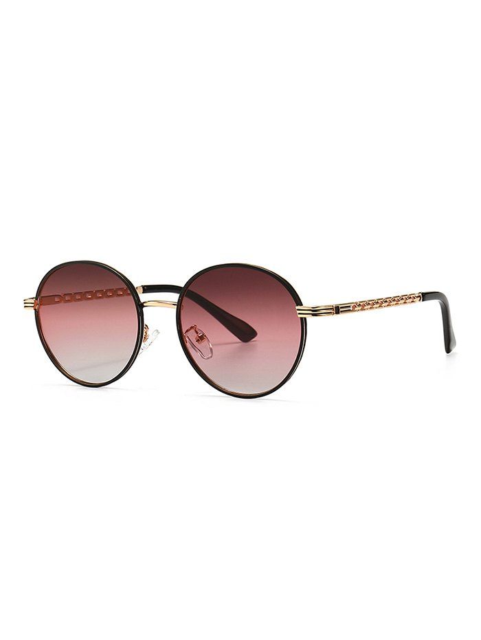 

Metal Hollow Out Temple Round Sunglasses, Tulip pink