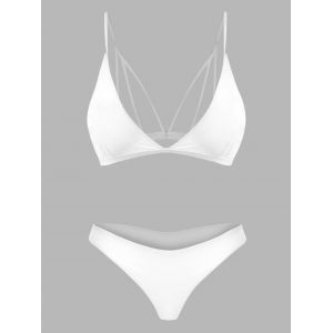 

Back Strappy Padded Bathing Suit, White