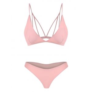 

Back Strappy Padded Bathing Suit, Shallow pink