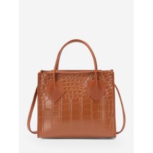 

Square Solid Stone Grain Crossbody Bag, Light brown