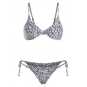 

Twist Front Spotted Bikini Set, White