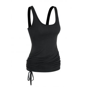 

Casual Side Cinched Tank Top, Black