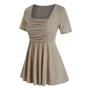 

Ruched Bust Flare Casual T Shirt, Light coffee