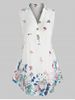 Plus Size Sleeveless Butterfly Floral Print  Blouse -  
