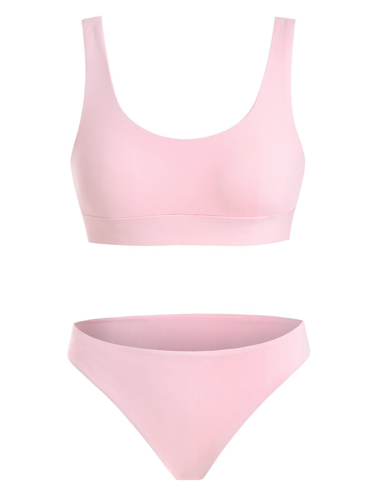 

U Neck High Leg Bikini Set, Pink