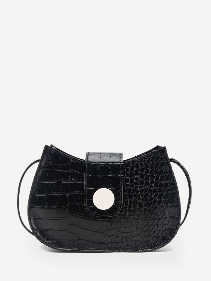 

Button Textured Small Crossbody Bag, Black