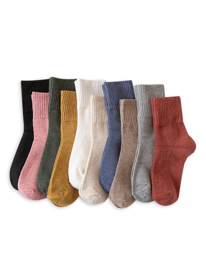 

Solid Mid-calf Length Socks, Multi