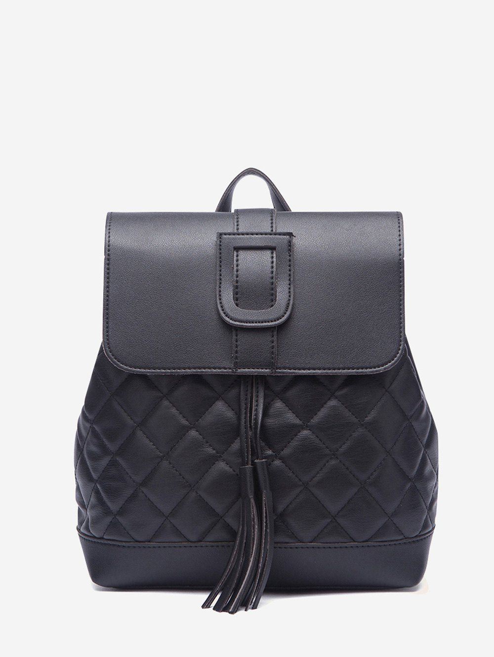 

Quilted Cover Drawstring PU Backpack, Black