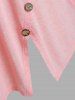 Plus Size Lace Sleeve Button Asymmetric T Shirt -  