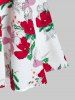 Robe Evasée à Imprimé Fleur avec Bouton - Blanc XXXL