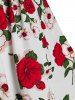 Floral Print Grommet Detail Flare Tank Top -  