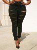 Colored Ladder Distressed Plus Size Skinny Pants -  