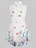 Plus Size Sleeveless Butterfly Floral Print  Blouse -  