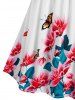 Cold Shoulder Ruched Floral Print Dress -  