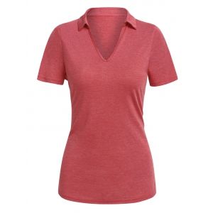 

Turn Down Collar Short Sleeve T-shirt, Red