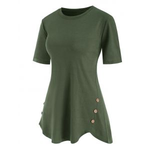 

Buttoned Hem Longline Tee, Light green
