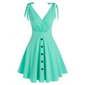 

Low Cut Tie Shoulder Surplice Dress, Light green
