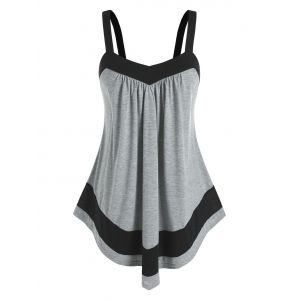 

Plus Size Contrast Color Swing Tank Top, Gray