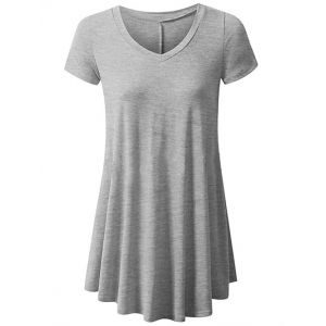 

Plus Size Plain Short Sleeve Long Tunic Tee, Dark gray