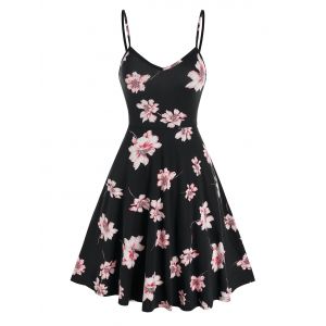 

Floral Print Cami Summer Dress, Black