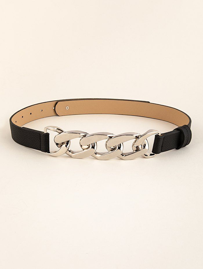 

Brief Chain Spliced Dress Waist Belt, Black