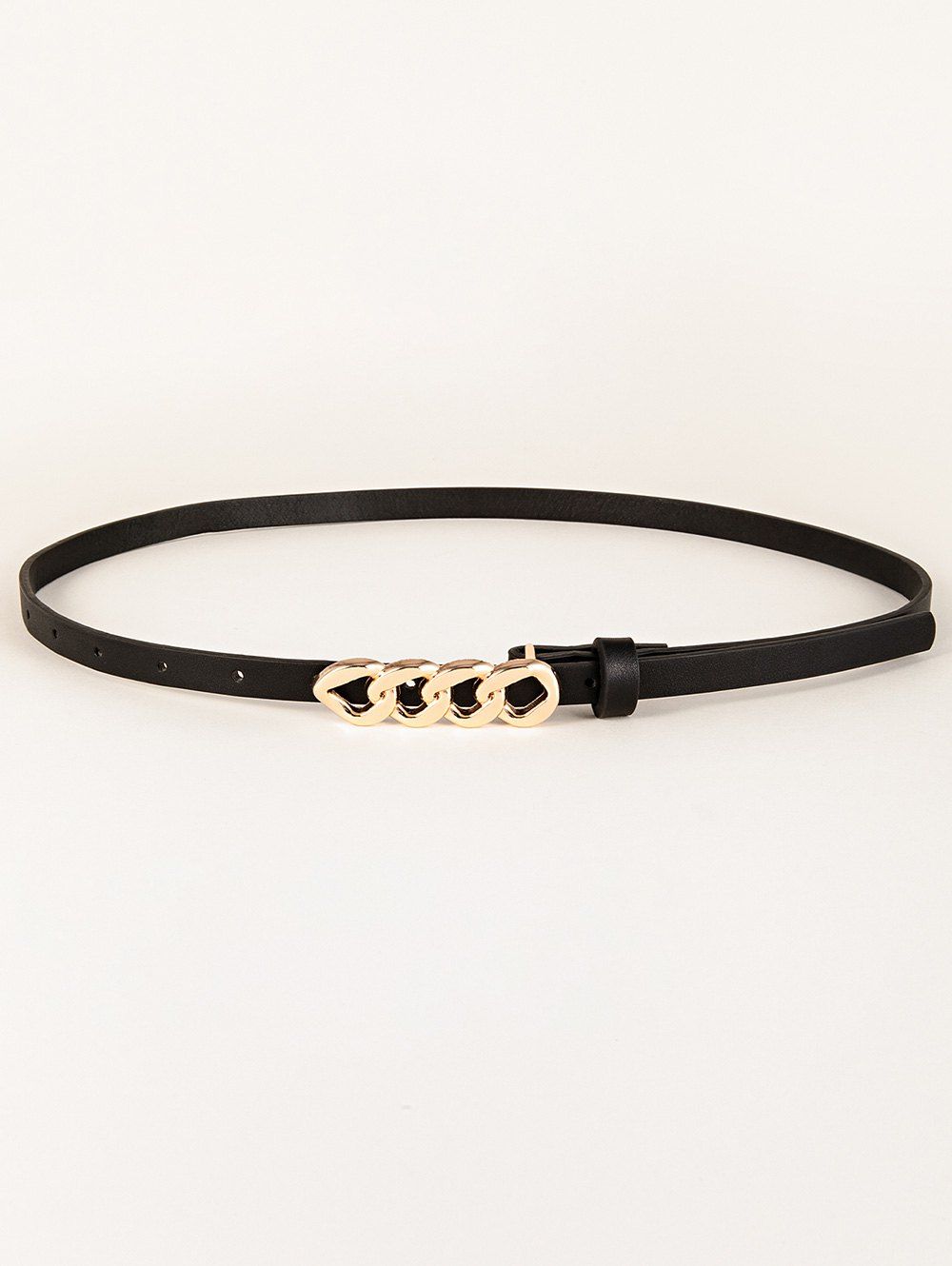 

Chain Shape Buckle Skinny Dress Belt, Black
