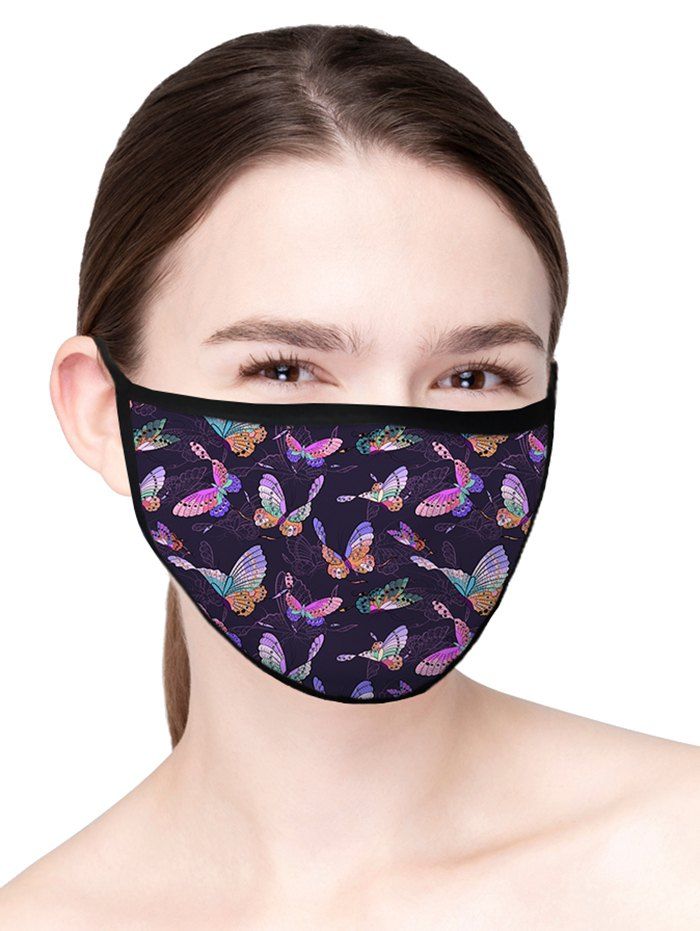 

Butterfly Printed Air Layer Fabric Face Mask, Deep blue