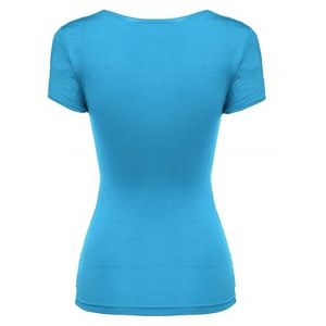 

Plus Size Ruched Surplice Short Sleeve Tunic Tee, Light blue