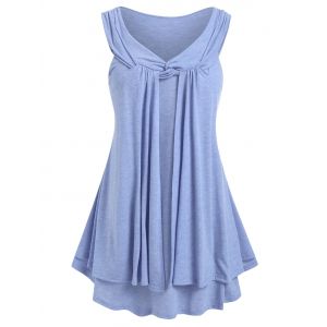 

Plus Size Layered Front Twist Tank Top, Light blue