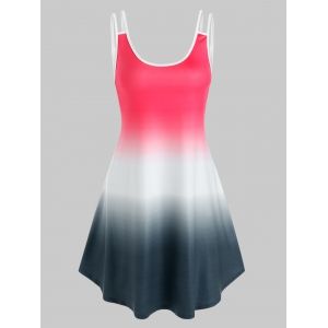 

Sleeveless Ombre Color Tent Dress, Multi