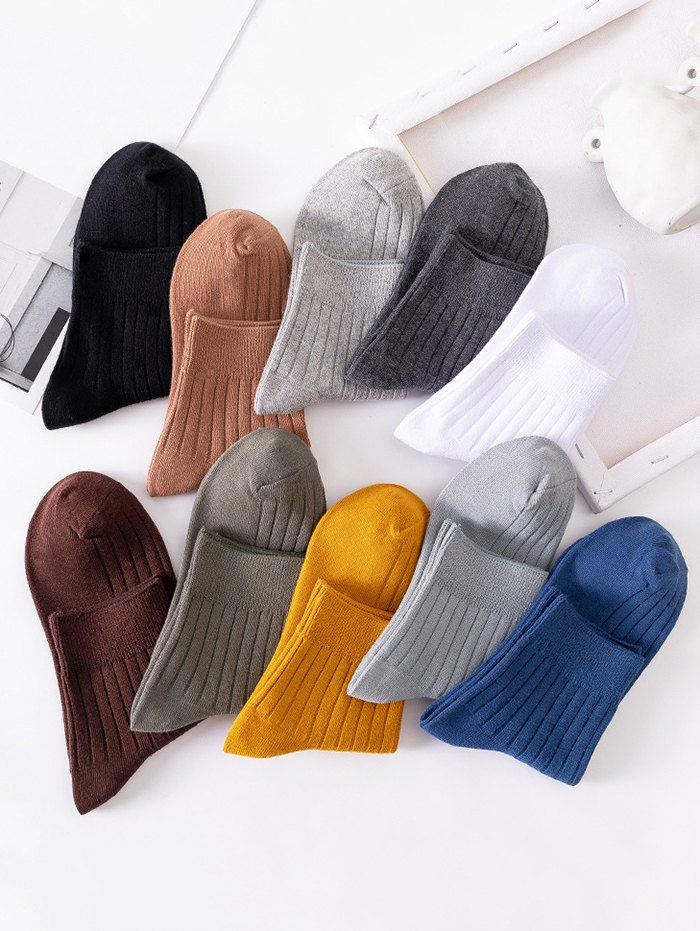

10 Pairs Plain Quarter Socks Set, Multi