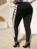 Pantalon Moulant Contrasté de Grande Taille à Œillet - Noir 2X