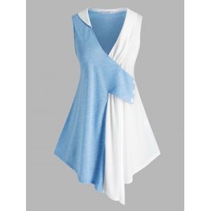 

Plus Size Two Tone Asymmetric Tank Top, Light blue