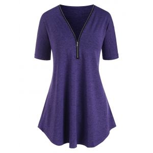 

Plus Size Space Dye Half Zip Long Tee, Concord
