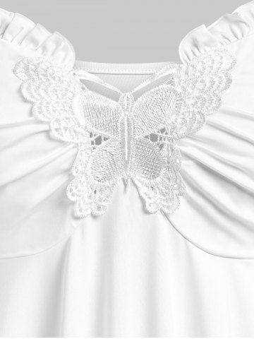 Plus Size Cold Shoulder Puff Sleeve Empire Waist Tee