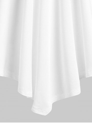 Plus Size Cold Shoulder Puff Sleeve Empire Waist Tee
