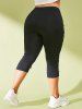 Legging Capri Déchiré Moulant Grande Taille - Noir 5X