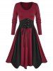 Plus Size Two Tone Lace Up A Line 50s Dress -  