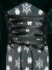 Plus Size Christmas Velvet Lace-up Snowflake Flare Sleeve Dress -  