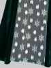 Plus Size Christmas Velvet Lace-up Snowflake Flare Sleeve Dress -  