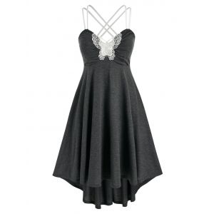 

Plus Size Lace Butterfly High Low Midi Sleep Dress, Dark gray