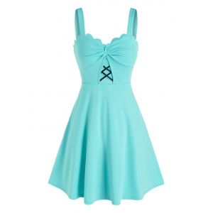 

Sleeveless Ruched Criss-cross Detail Dress, Light green