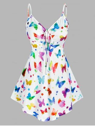 Plus Size Butterfly Print Cinched Tank Top