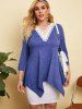 Heathered Crochet Lace Panel Plus Size Top -  